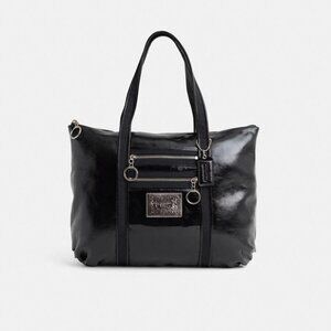 Like New Vintage Rare Coach Poppy Black Leather Tote Bag Purse